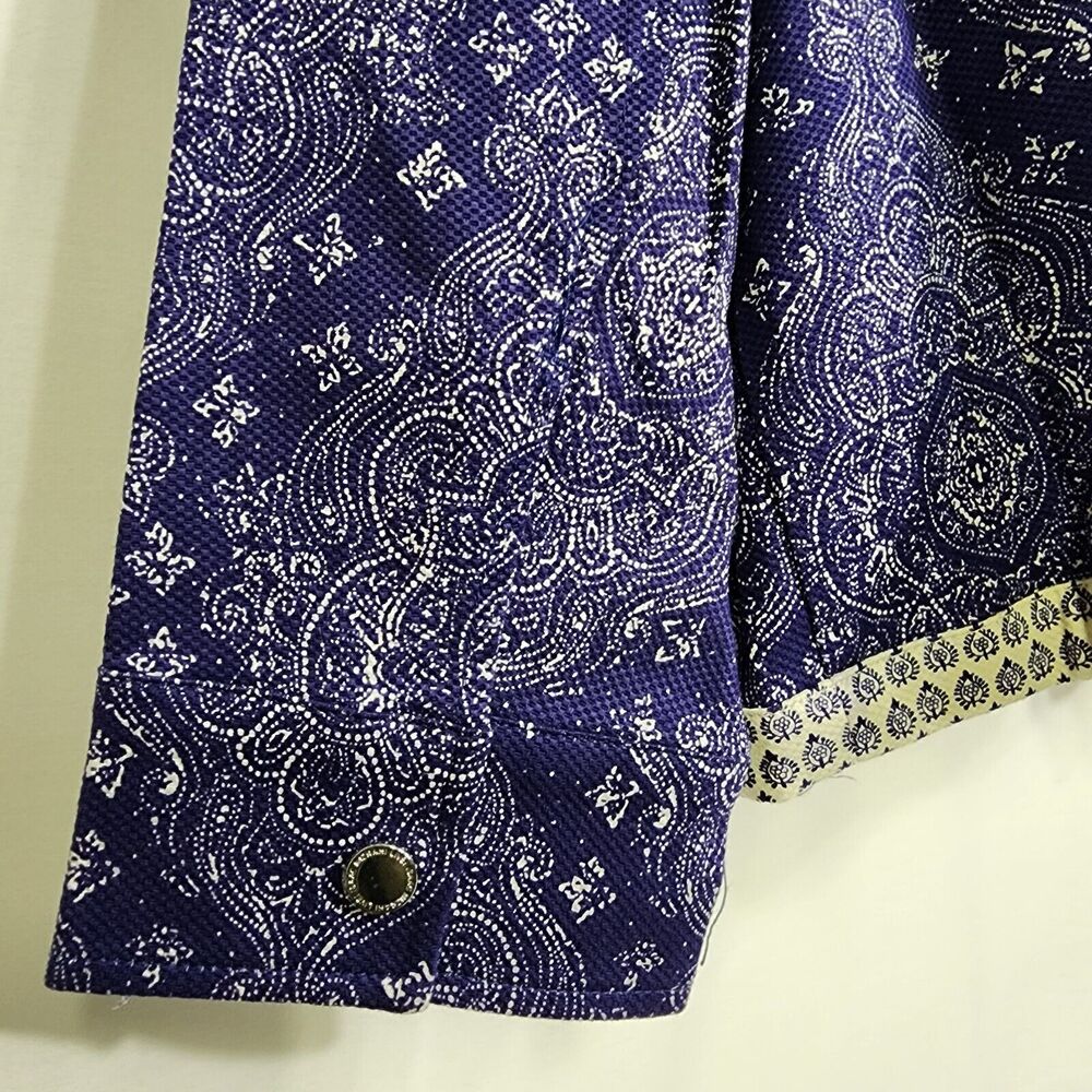 Isaac Mizrahi Live! Womens Jacket Blazer 26W Damask Mixed Print Blue White Zip - Picture 6 of 11